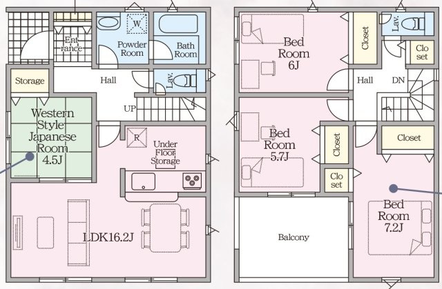 【間取り】 | 藤山小学校に通える新築戸建　宇部市松崎町　第１－２号棟　クレイドルガーデン　アーネストワン | お客様のご意見を凝縮した使いやすい間取り