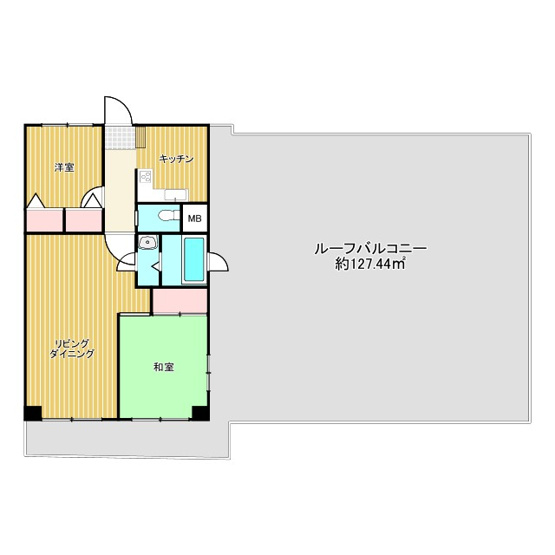 【間取り】 | ニューライフマンション大倉山 | ◆約130㎡の大型ルーフバルコニー付き♪