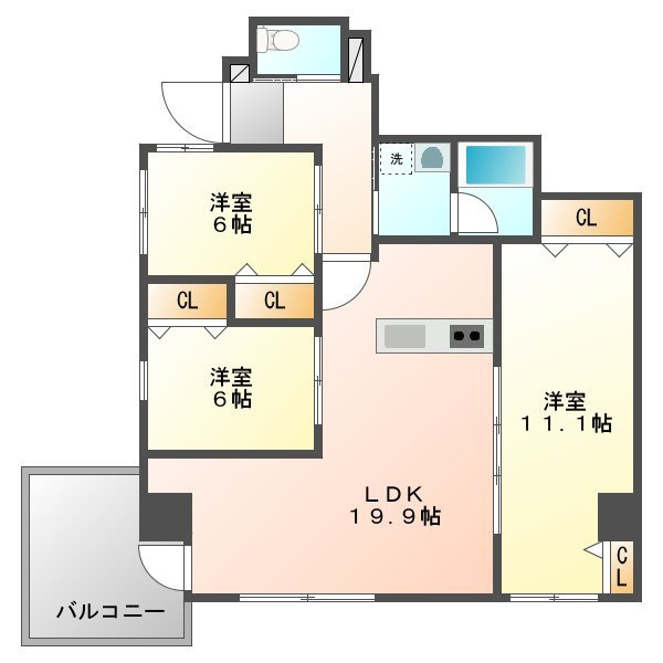 熊本市中央区水前寺公園の賃貸マンションの間取り