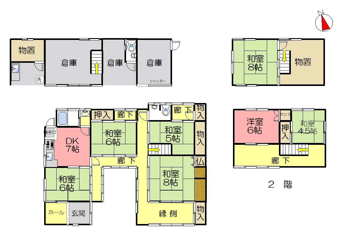 丹波市市島町上牧の中古一戸建の間取り