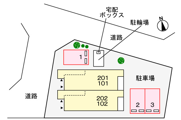 ハウス　レイワ７Ｓの区画図|駐車場