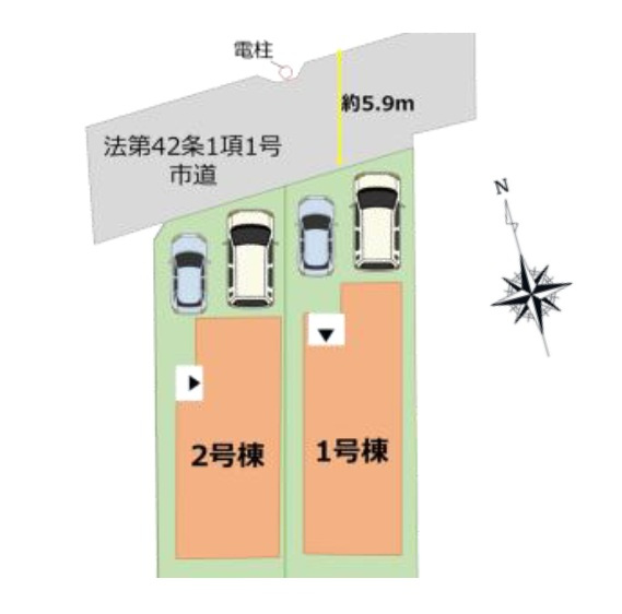 福岡市南区寺塚2丁目第1-2棟（2号棟）の区画図|配置図(2号棟)