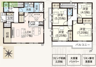 【間取り】 | 志津9分　小学校8分　スーパー5分　パントリー付き　全4棟　3号棟