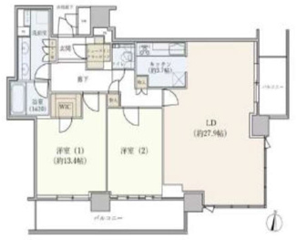 【間取り】 | ブランズタワー梅田North | 【間取り】46階・南東角部屋！3LDK→2LDKにリノベーション◎