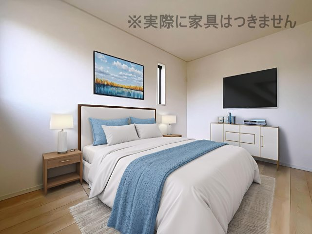 新築戸建・新築建売　二本松市油井第5　油井小・安達中の洋室|画像はバーチャルホームステージングの加工による演出で、実際の家具は付きません。