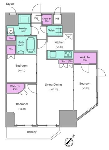 レジディア中目黒Ⅲの間取り