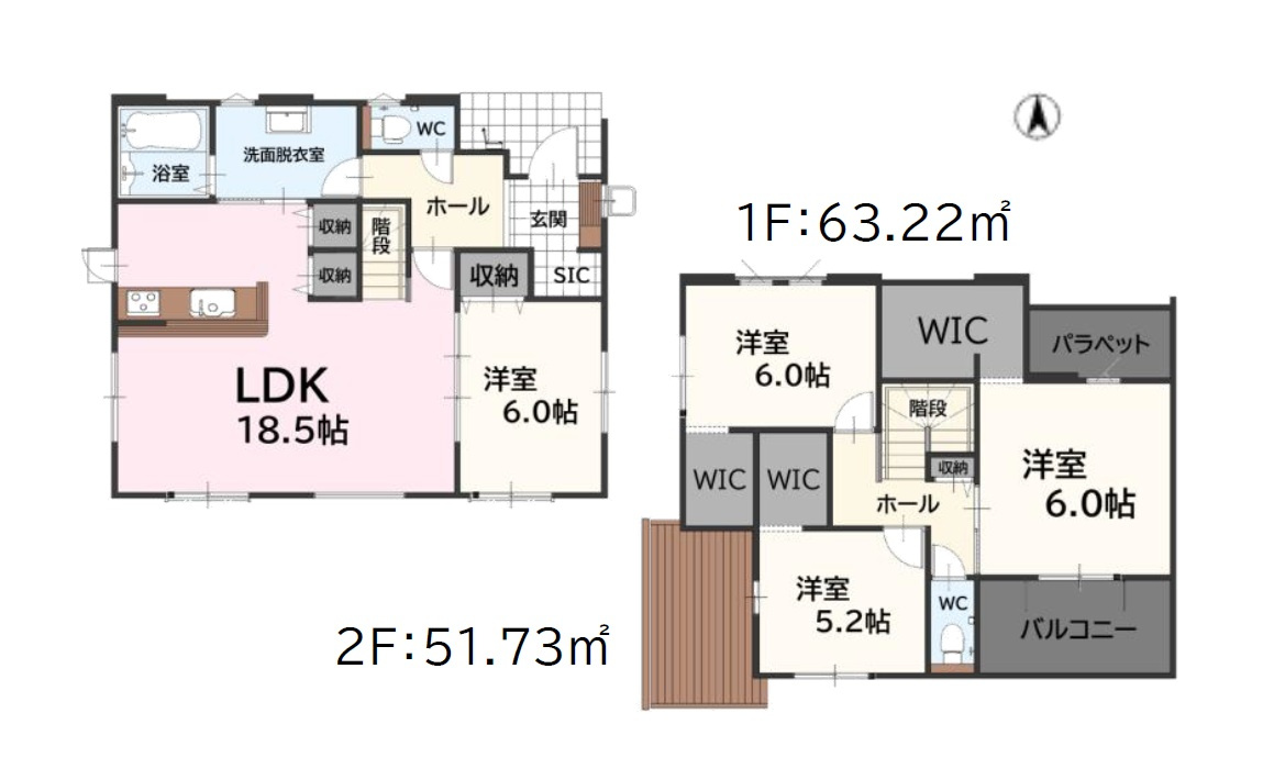 糟屋郡新宮町大字湊第4-2棟（1号棟）の区画図|配置図（1号棟）