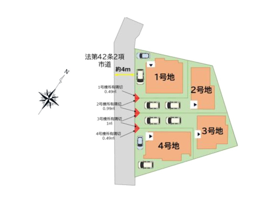 福岡市西区小戸1丁目第4-4棟（2号棟）の区画図|配置図(2号棟)