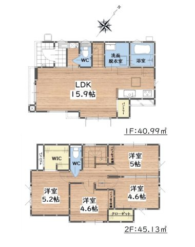 福岡市西区小戸1丁目第4-4棟（4号棟）の間取り|全居室収納付きで便利です。