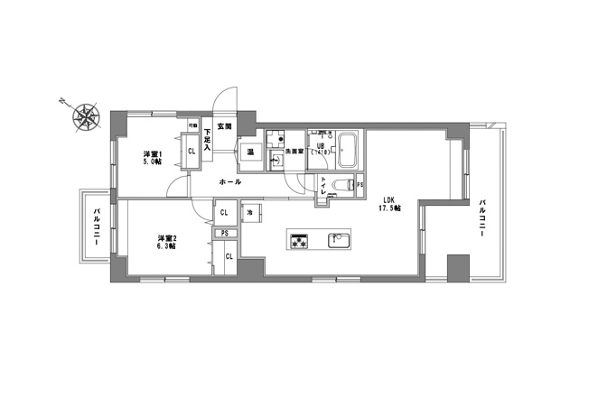 【間取り】 | ライオンズマンション警固南 | 8月にリフォーム完了しています。角部屋で採光面が多く、室内は明るく風通しの良い空間です