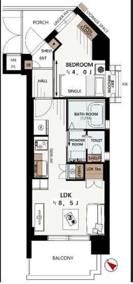 【間取り】 | ★仲介手数料無料★J-PARK MEGURO（角住戸・通風良好　新規内装リノベーション済み）