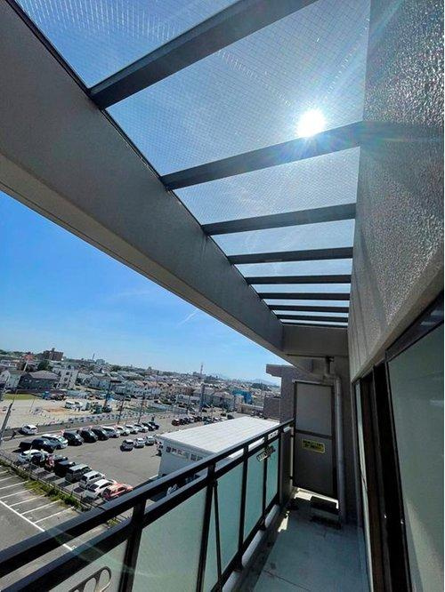 サーパス和合のバルコニー|最上階南向きのバルコニーです。正面からはビッグスワンが見渡せます♪