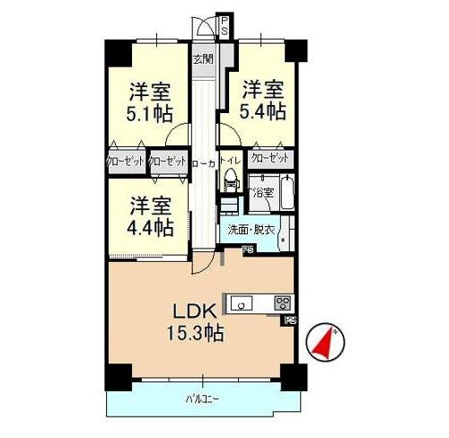 サーパス和合の間取り|各洋室収納付き！3LDKの間取りです。