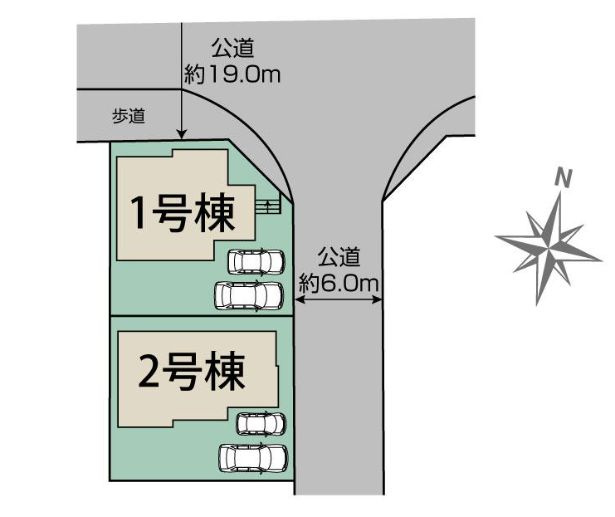 厚木市鳶尾2丁目新築戸建て　2号棟の区画図|区画図「厚木市鳶尾２丁目新築戸建て」