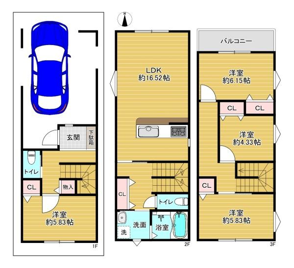 【間取り】 | 大阪市生野区巽北1丁目　新築戸建