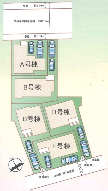 ファミリークローク付　駐車２台　魚住町西岡 　E号地 新築戸建の区画図