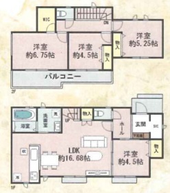 全室南向き　駐車２台　魚住町西岡 B号地 新築戸建の間取り