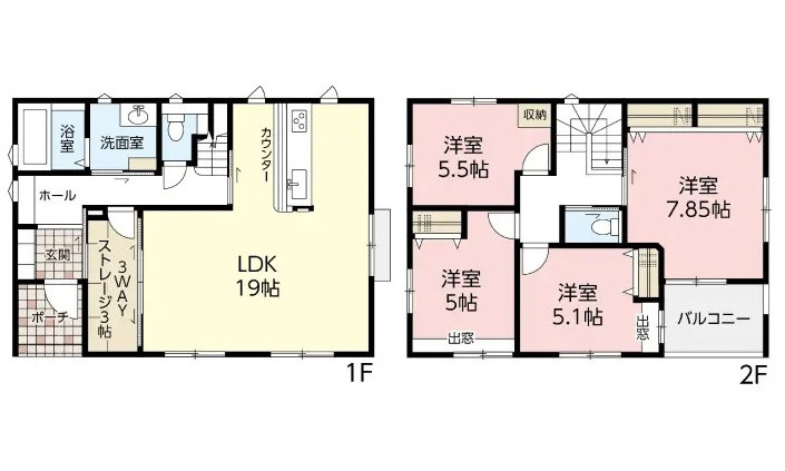 広島市安佐北区三入２丁目　中古一戸建て(全2棟)の間取り