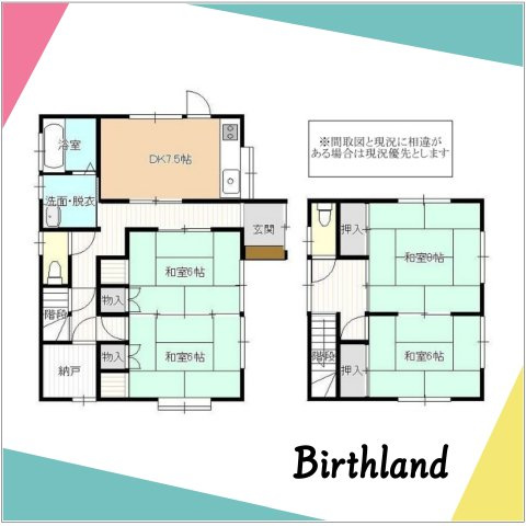中古戸建　郡山市富久山町久保田大原　行徳小・行健中の区画図|中古戸建と隣地駐車場のセット販売となります！駐車スペースは5～7台可能！