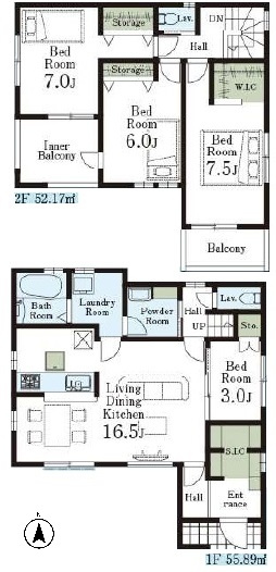 川越市大字的場の新築一戸建の間取り