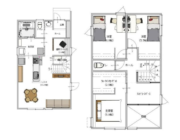 南国市篠原　新築戸建ての間取り