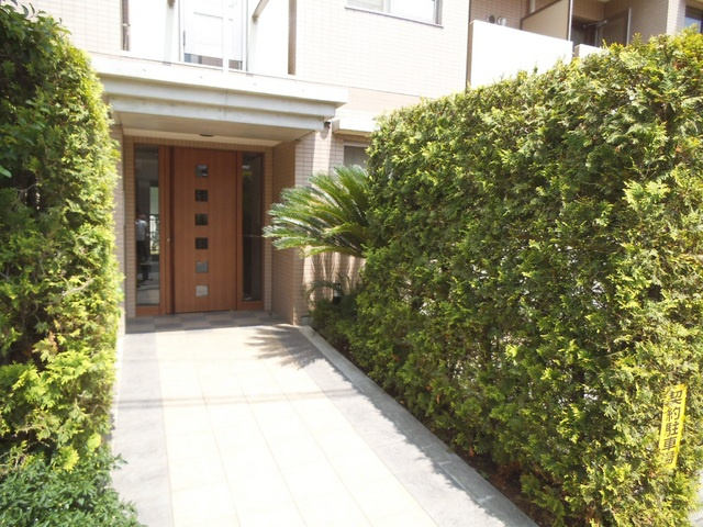ノーザンハウスのエントランス|エントランスは植栽に囲まれています。