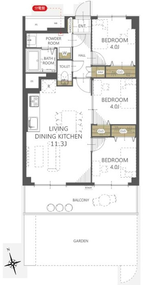 【間取り】 | メゾン常盤台 | 南西向きなので、陽当たり・通風良好です！専用庭付のお部屋となっています！