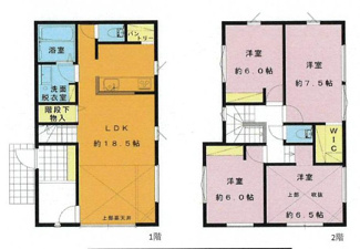 【間取り】 | 海老名市大谷南3丁目 Ｃ棟 | 4LDK　都市ガス　シャッター1箇所付　食洗器・浄水器一体型水栓　浴室乾燥機　LDK18.5帖
