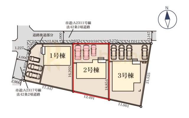 石岡市府中第1　新築戸建て　2号棟の区画図|大きなお買い物だからこそ、メリット・デメリットを伝えさせて頂きます。
R-homeにお任せください♪