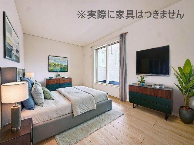 新築戸建・新築建売　郡山市昭和第9　芳賀小・第四中の洋室|画像はバーチャルホームステージングの加工による演出で、実際の家具は付きません。