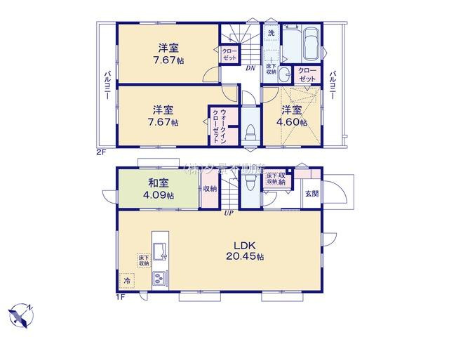 《仲介手数料無料》緑区大字三室2083-4新築一戸建てミラスモの間取り