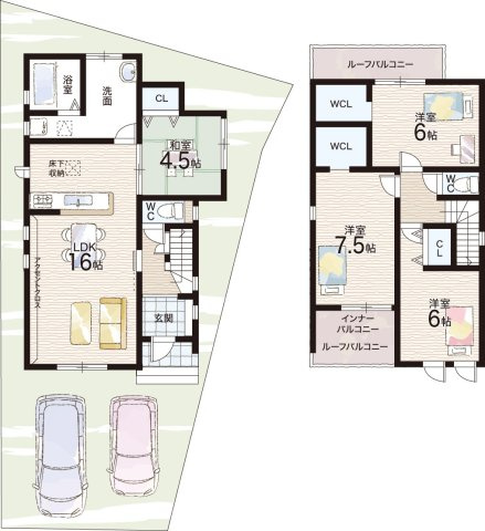 ★現地見学可能！大津市千町　第1期　新築一戸建ての間取り|6号地