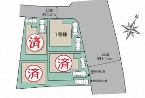 【仲介手数料０円】相模原市中央区田名　新築一戸建て　全3棟の区画図|相模原市中央区田名　新築一戸建て　全3棟