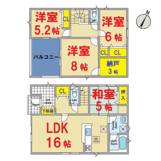 【間取り】 | 神栖市知手1号棟 | 即日のご見学も可能です。お気軽に0476-37-3888までお問合せ下さい。