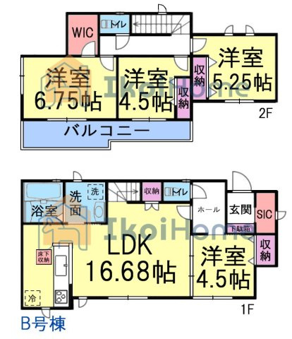 明石市魚住町西岡　B号棟の間取り|【ホームページに現地動画掲載中】●年中無休：当日予約可●1階は広々約21帖のLDKとしてもご使用可能