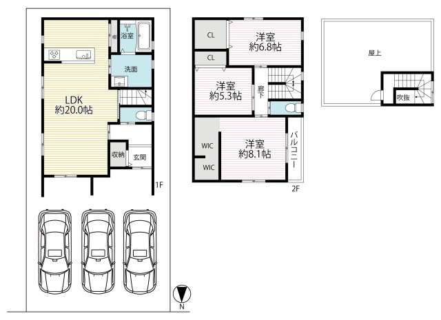 閑静な住宅街に建つ築浅３ＬＤＫ◆リフォーム済み美宅◆並列駐車３台可能◆宇治市伊勢田町砂田の間取り