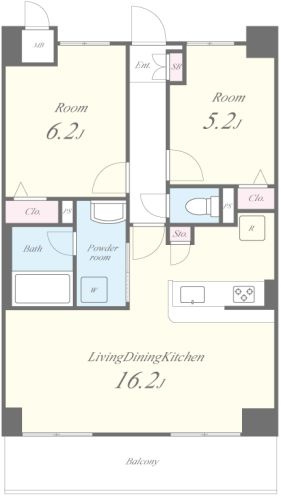 大阪市東成区東今里３丁目の賃貸マンションの間取り