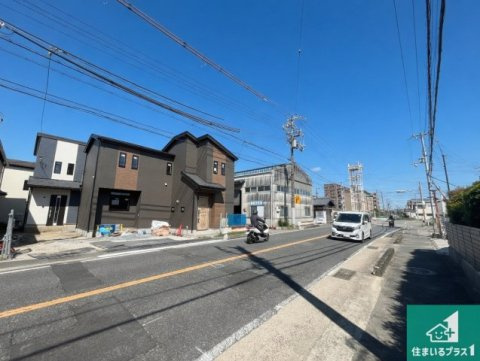 明石市魚住町西岡　新築一戸建ての前面道路含む現地写真|車通りの少ない前面道路！お子様がいらっしゃるご家族でも安心！
