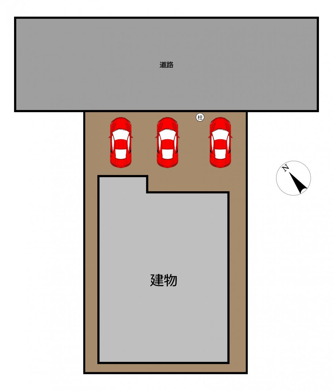 倉吉市西福守町中古戸建の区画図|前面道路幅員約5mに約10.5ｍ接道しています。リフォーム後の駐車場は5ｍ×10ｍあり、余裕の持った並列3台駐車が可能になります。※区画図と現況が異なる場合は現況が優先になります。