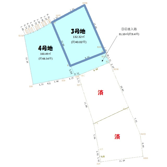 高知市鴨部 　売土地の区画図|3号地