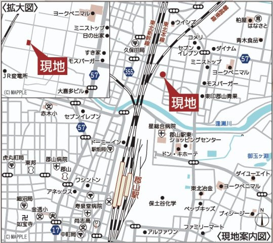 新築戸建・新築建売　郡山市富久山町久保田第29　行健小・行健中の地図