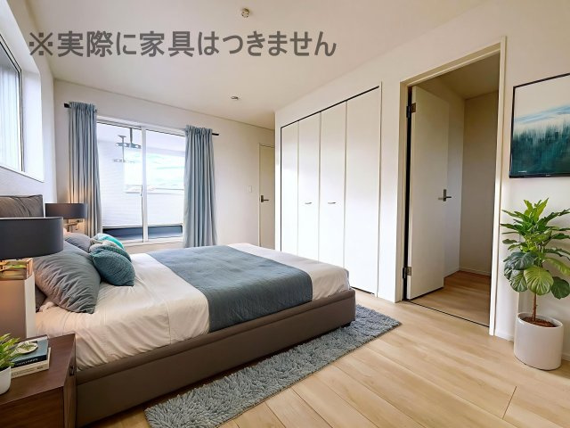 新築戸建・新築建売　郡山市富久山町久保田第29　行健小・行健中の洋室|画像はAI加工による演出で、実際の家具は付きません。