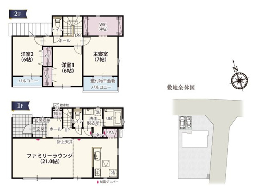 【間取り】 | リビングは折上天井がついた約21帖の広々空間！南側一面に持ってくることでより開放感のある空間に感じられます！