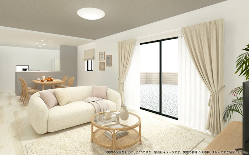 【完成予想図】 | 【LDK　イメージパース】
※画像は設計図面を基に作成したイメージです。