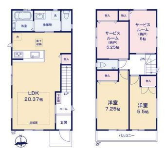 【間取り】 | 板橋区東新町２丁目　新築戸建て　B号棟 | 2LDK+2S・土地100.94ｍ2・建物100.20ｍ2