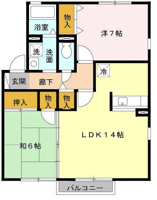 カンパーニュ黒岡A棟の間取り