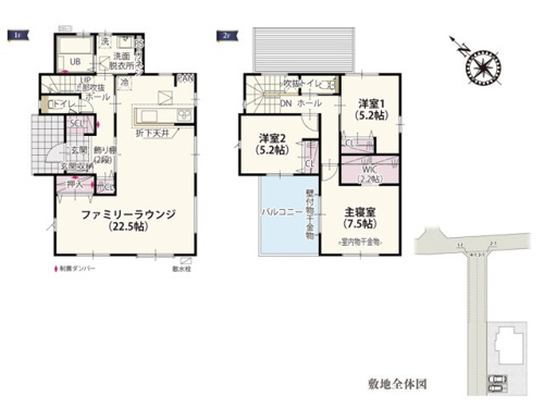 【間取り】 | 22.5帖の開放的なLDKはソファーなどの大きな家具を置いたり、家族で空間を広く使った遊びもできます♪広々としたバルコニーは休日にベランピングなどをしても楽しそうですね！