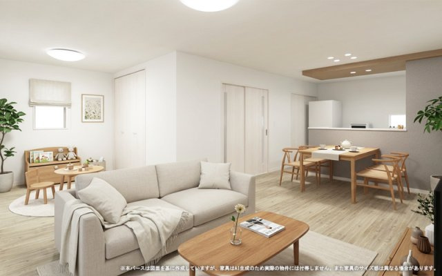 【完成予想図】 | 【LDK　イメージパース】
※画像は設計図面を基に作成したイメージです。