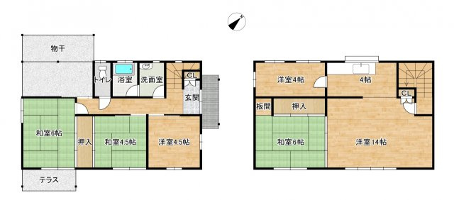 東伯郡湯梨浜町泊中古戸建の間取り|５LDKの間取り。オーシャンビューの２階にLDKがあり、こだわりを感じます。※間取り図と現況が異なる場合は現況が優先になります。