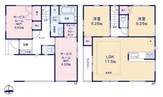 【間取り】 | 板橋区東新町２丁目　新築戸建て　D号棟 | 2LDK+2S・土地112.80ｍ2・建物107.12ｍ2